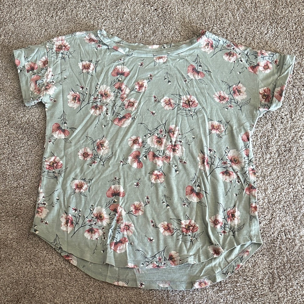 Floral Print Green Women's Top